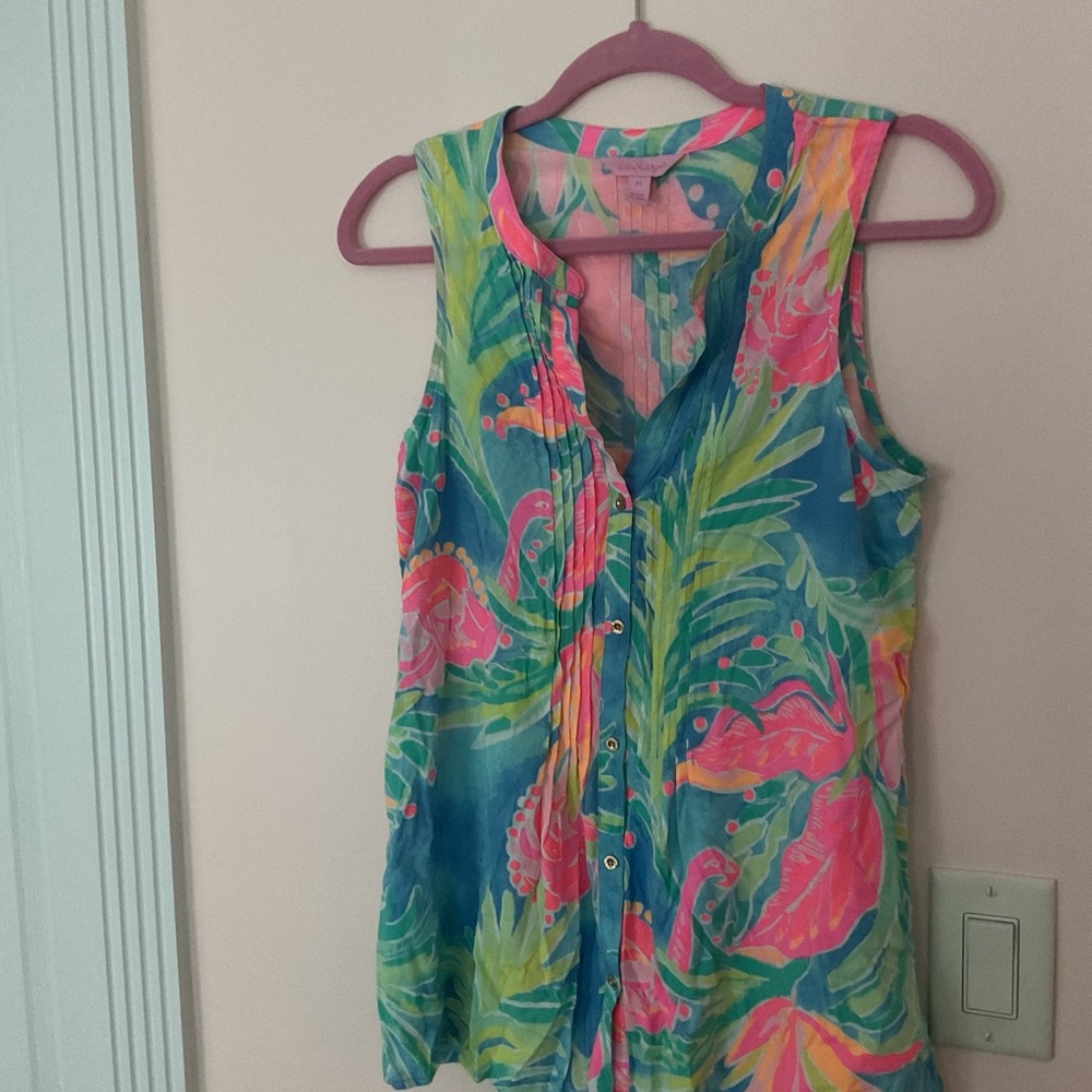Lilly Pulitzer Tropical Print Tank Top - Blue, Pink, Green